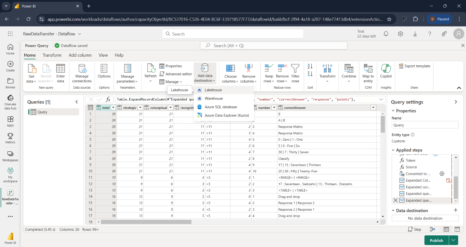 Assessment Data Transfer Set-up for Power BI